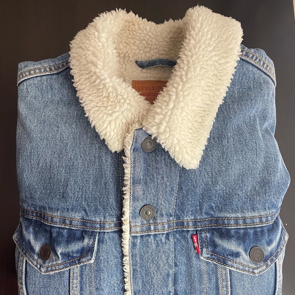 LEVI STRAUSS & CO. DENIM SHERPA TRUCKER JACKET SIZE MEDIUM WPL 423 - Picture 7 of 10